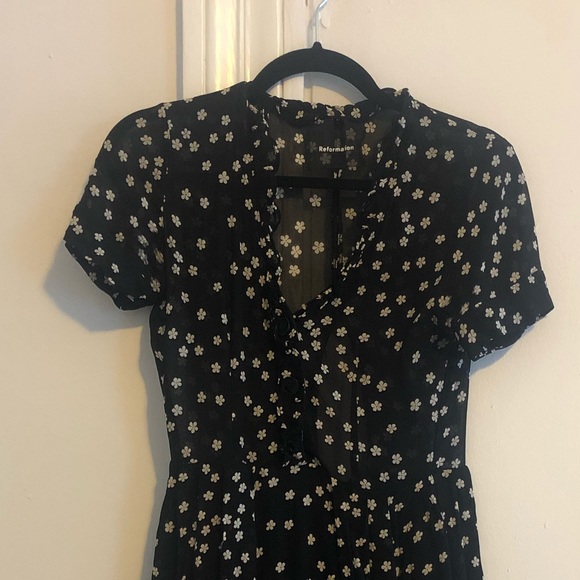 Reformation PASADENA black flower midi dress XS/S - Picture 4 of 4